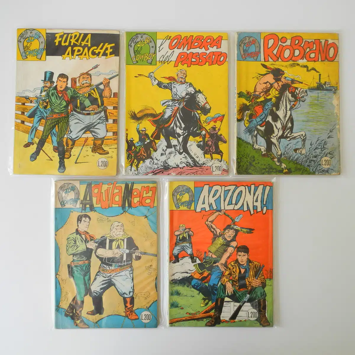 Gli Albi del Cowboy serie completa n. 1/5 edizioni Araldo copertine
