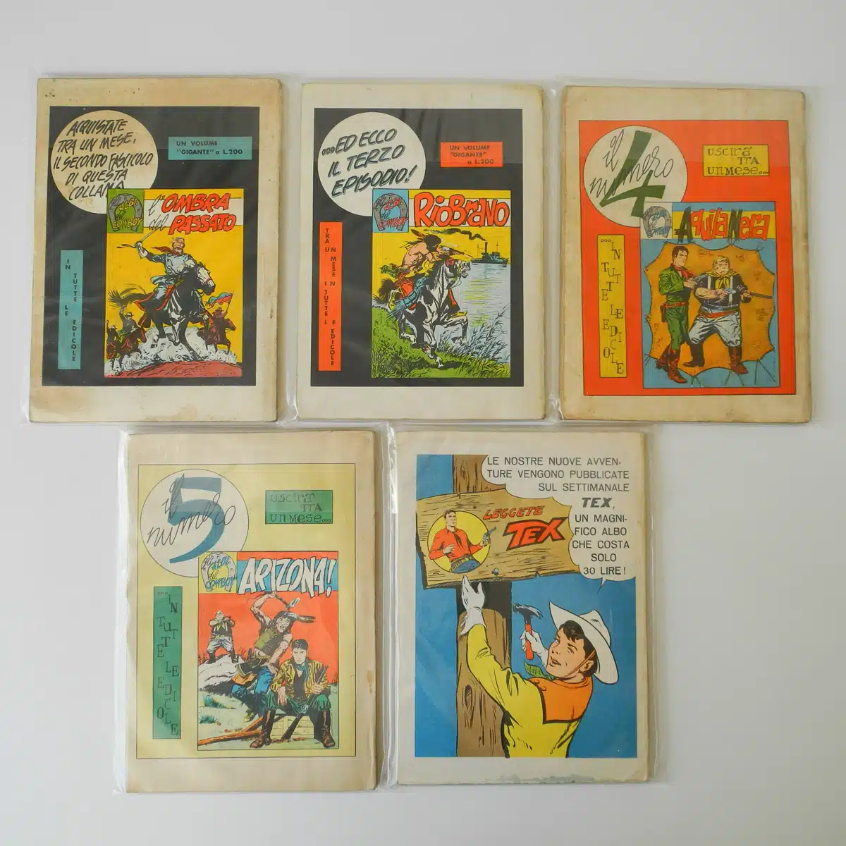 Gli Albi del Cowboy serie completa n. 1 5 edizioni Araldo retro copertine
